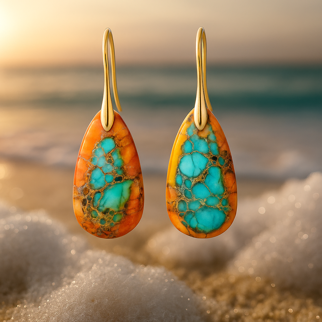 Solenea – Turquoise Flame Earrings could be titled:
"Solenea – Radiant Flame Drops"
or
"Solenea – Turquoise Blaze Earrings"
or
"Solenea – Fiery Turquoise Glow"
Would you like it more elegant, bold, or playful?