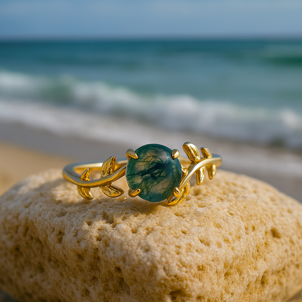 Emerald Breeze Leaf Ring