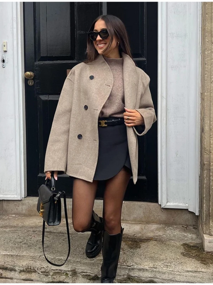 Astrid – Short trench coat for women – Oversized high-quality fabric jacket