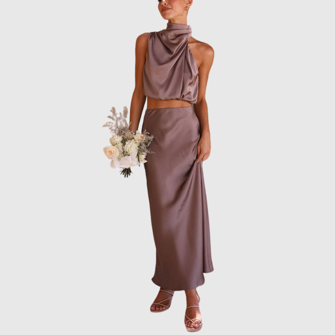 Emily | Satin Drape Maxi Set