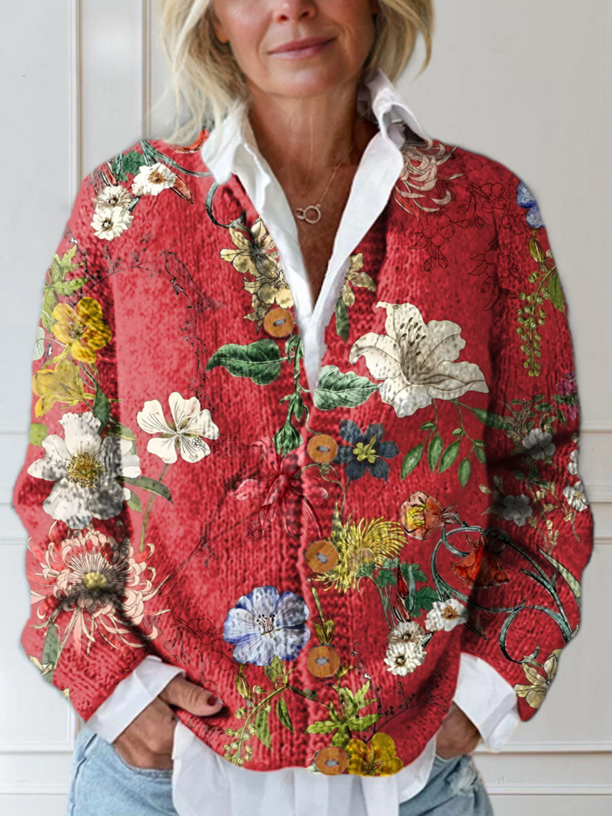 Amara™ | Women’s Vintage Floral Knit Cardigan Sweater