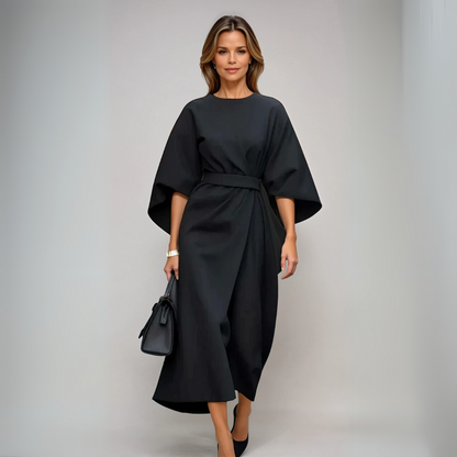Sophia – Elegant Midi Dress for Women with Puff Sleeves