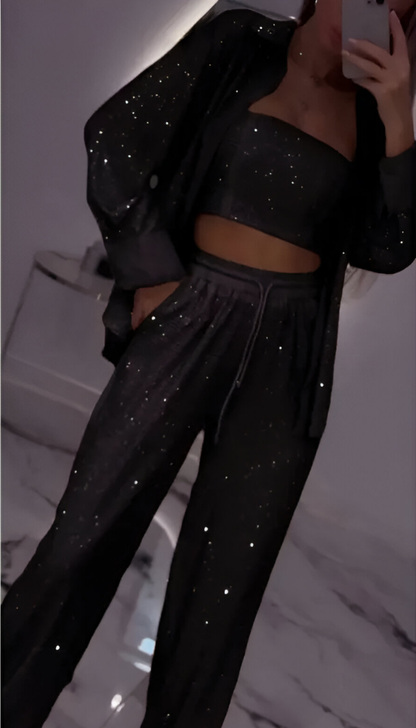 Fioralba | Sequin Lounge Set – Three Piece