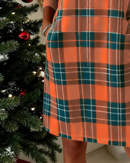 Dress Long Sleeve Checkered Sweatshirt