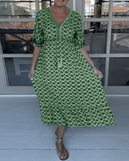 Winona - Summer V-Neck Tassel Dress