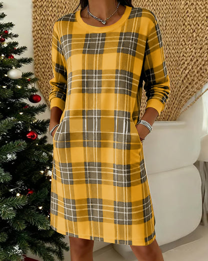Dress Long Sleeve Checkered Sweatshirt