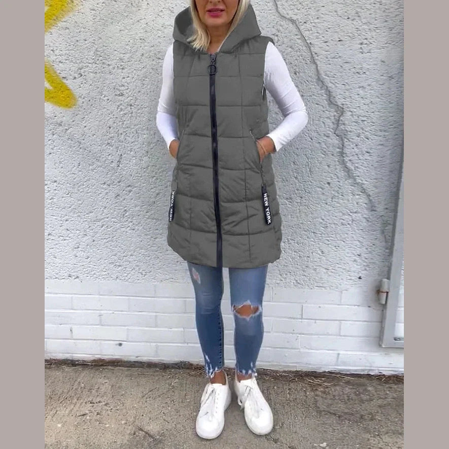 Melina – Sleeveless Padded Coat with Zipper