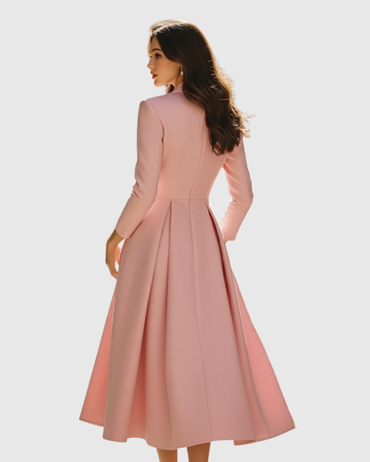 Ceryth | Elegant Pleated Blazer Midi Dress