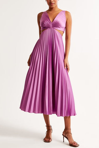 Amelise Pleated Cut-Out Maxi Dress