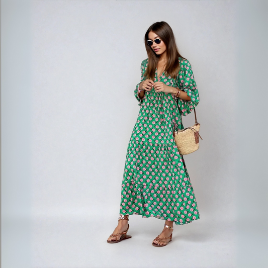 Elin – Elegant Cotton Maxi Boho Dress for Women