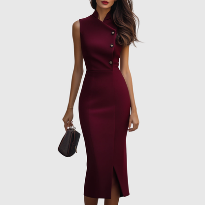 Ruby | Burgundy Sleeveless Midi Dress