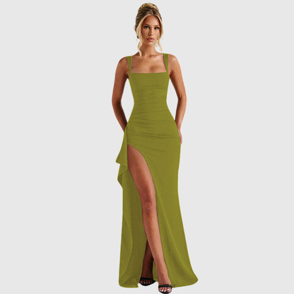 Cell | Elegant Formal Slip Maxi Dress with Open Back