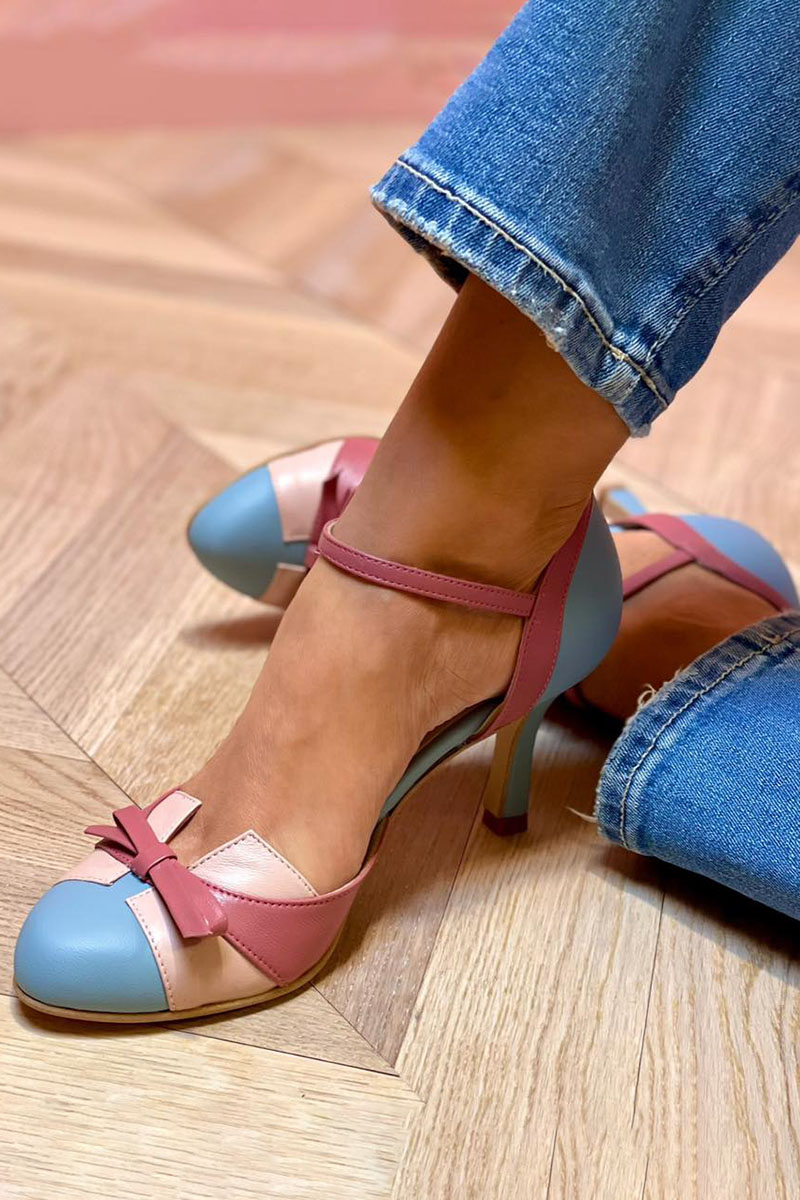 Bellarosa - Colourful Heels with Bow and Strap