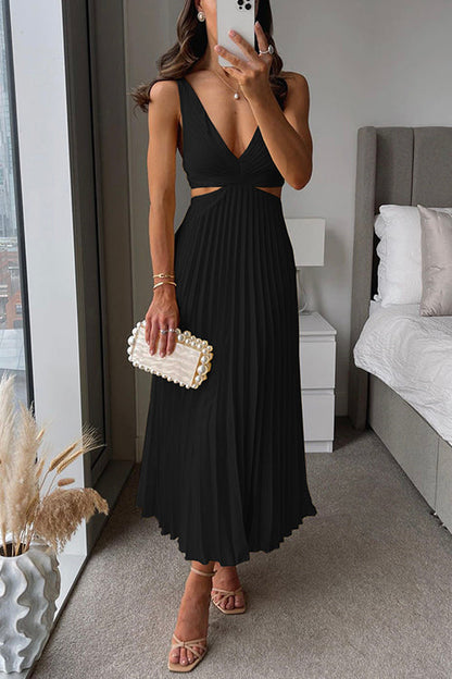 Amelise Pleated Cut-Out Maxi Dress