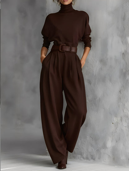 Maria | Turtleneck Top and Straight-Leg Pants Set