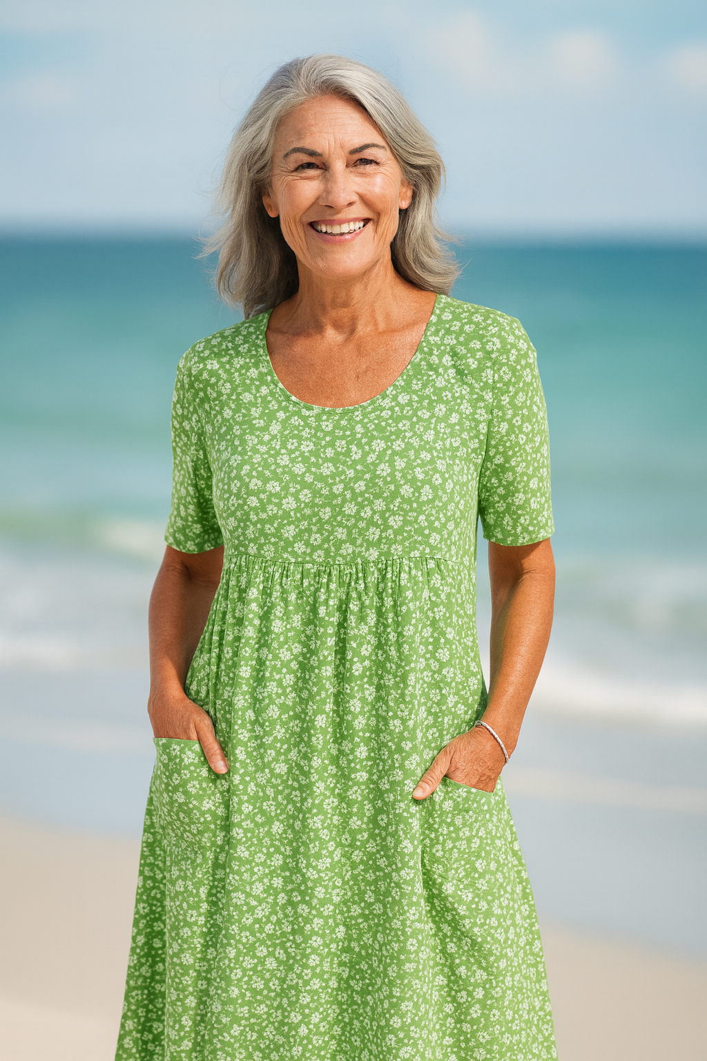 Leanne | Effortless Floral Midi Dress - Covers Upper Arms & Tummy