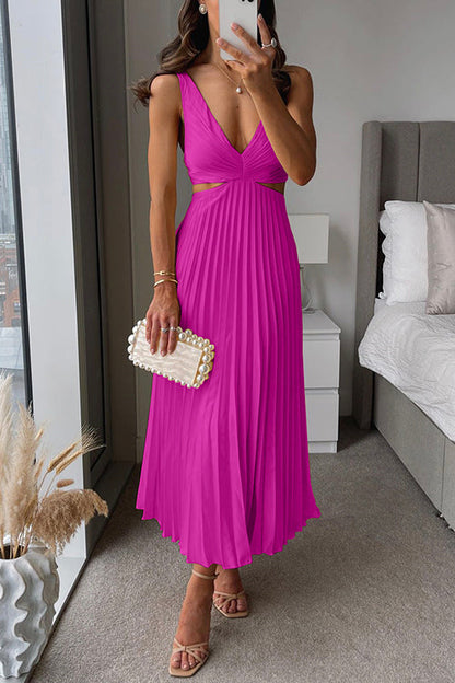 Amelise Pleated Cut-Out Maxi Dress