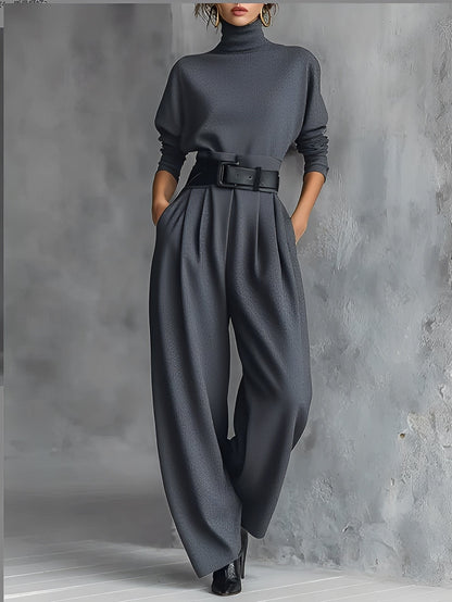 Maria | Turtleneck Top and Straight-Leg Pants Set