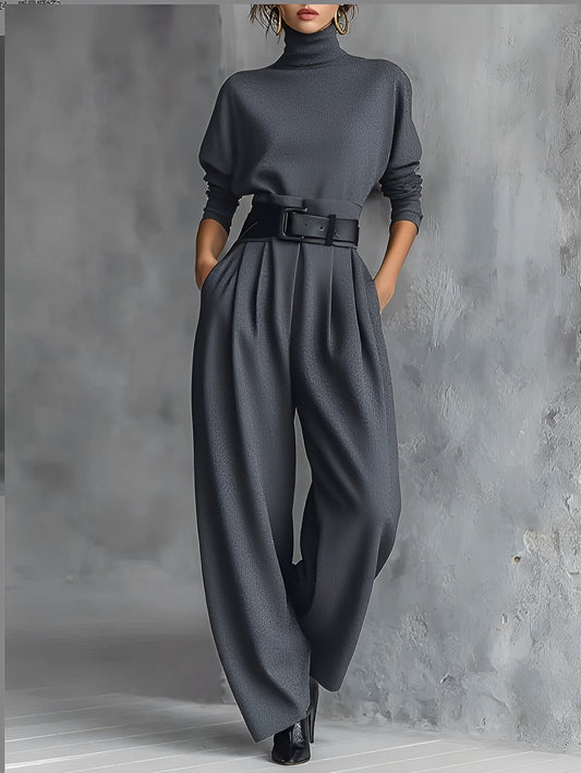 Maria | Turtleneck Top and Straight-Leg Pants Set
