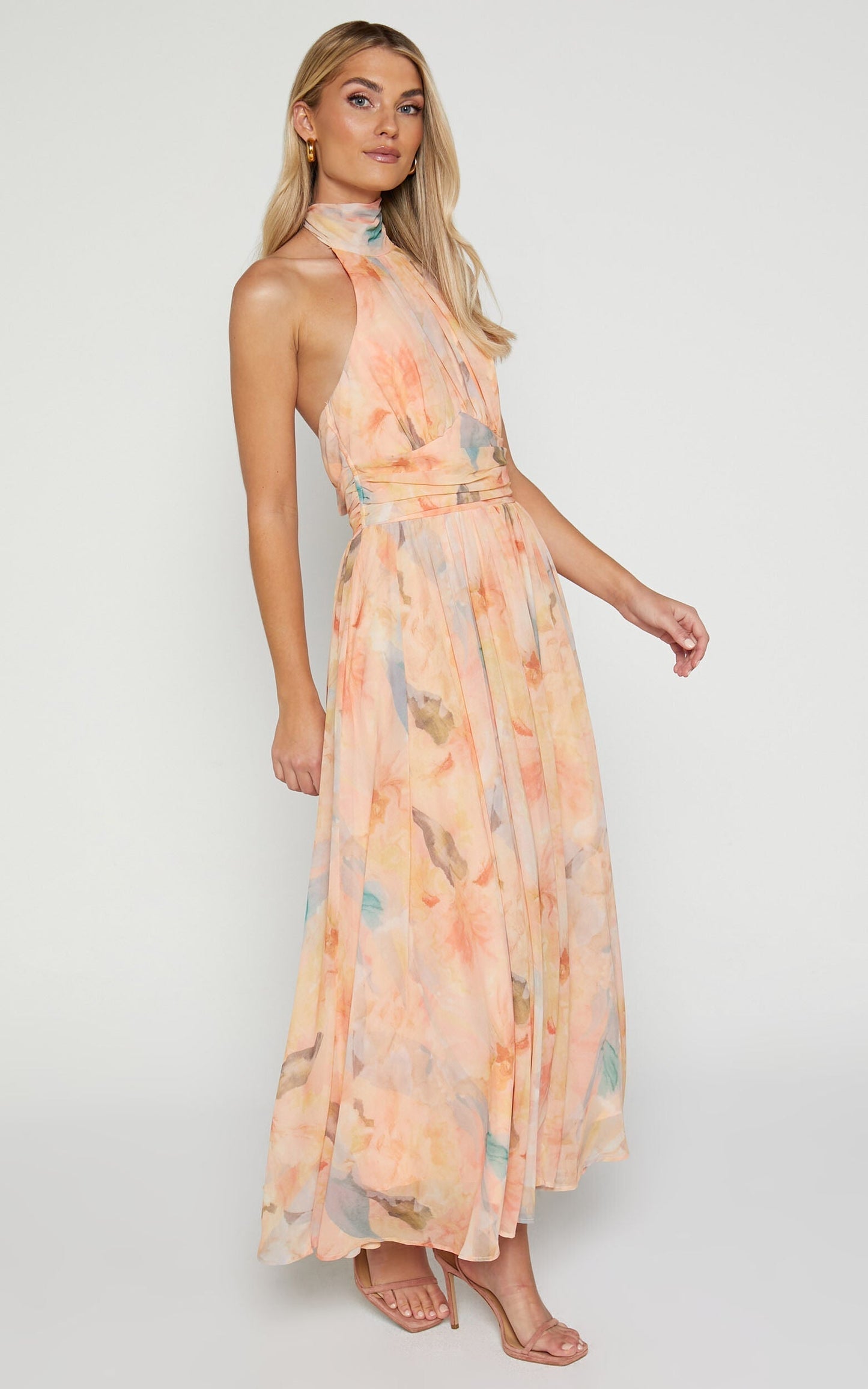 Artistic Peach | Halterneck Maxi Dress