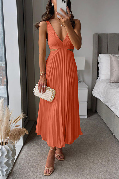 Amelise Pleated Cut-Out Maxi Dress