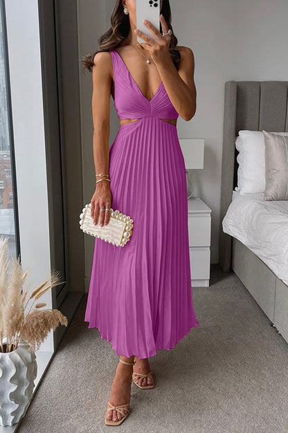 Amelise Pleated Cut-Out Maxi Dress