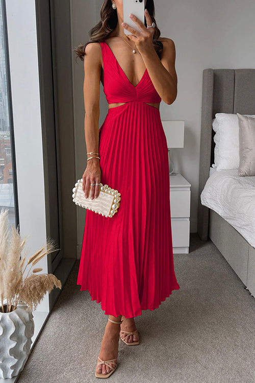 Amelise Pleated Cut-Out Maxi Dress