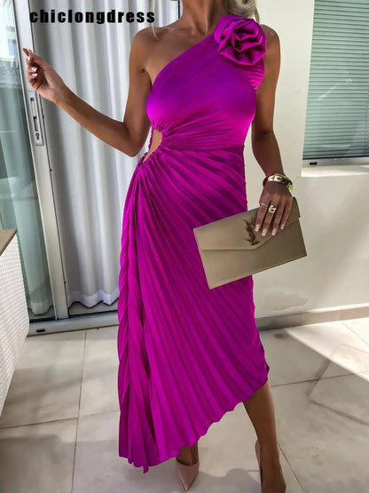 Aurelia Pleated Asymmetrical Dress