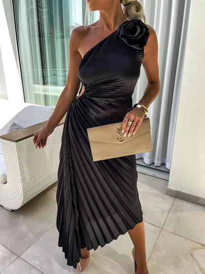 Aurelia Pleated Asymmetrical Dress