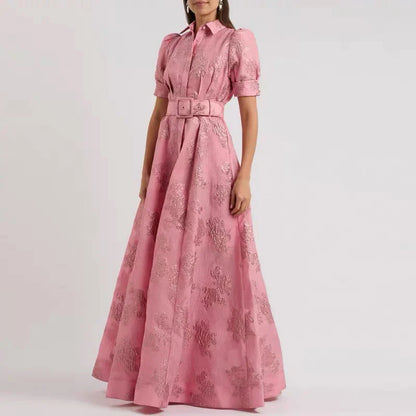 Roselle Embroidered Belted Dress