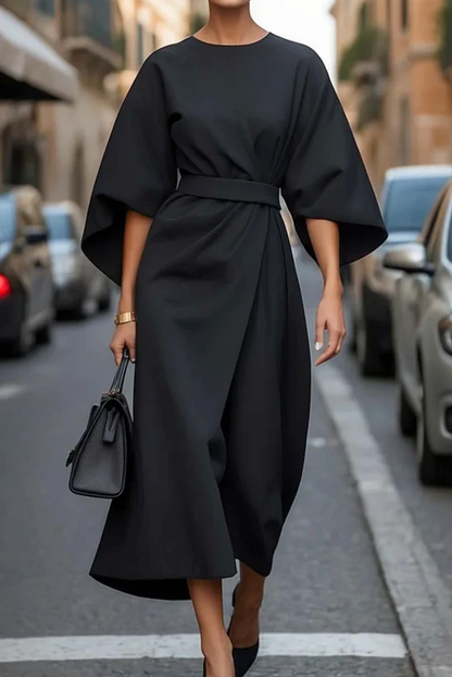 Sophia – Elegant Midi Dress for Women with Puff Sleeves