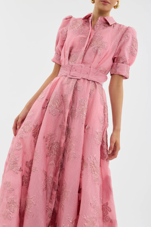 Roselle Embroidered Belted Dress