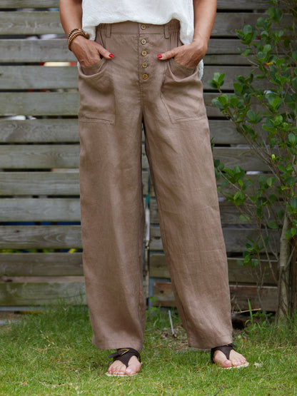 Lorena | Button Detail Wide-Leg Trousers