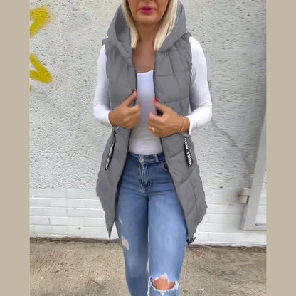 Melina – Sleeveless Padded Coat with Zipper