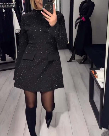 Lidia | Elegant Little Black Dress with Subtle Shine