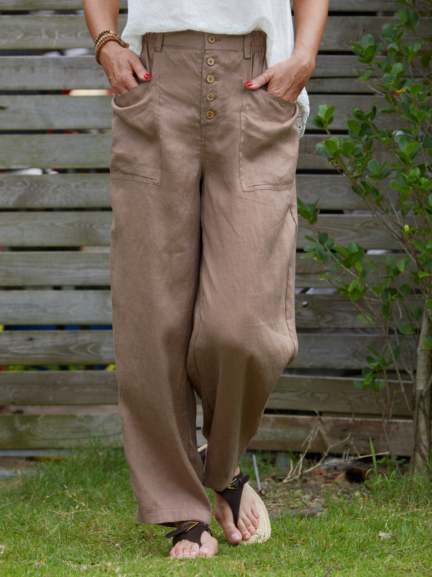 Lorena | Button Detail Wide-Leg Trousers