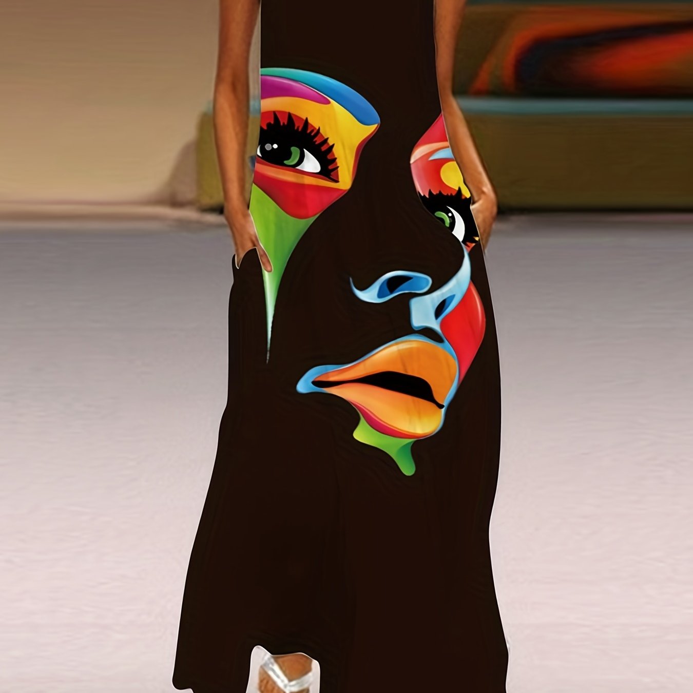 Honor - Chic Mask Print Maxi Dress