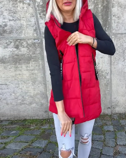Melina – Sleeveless Padded Coat with Zipper