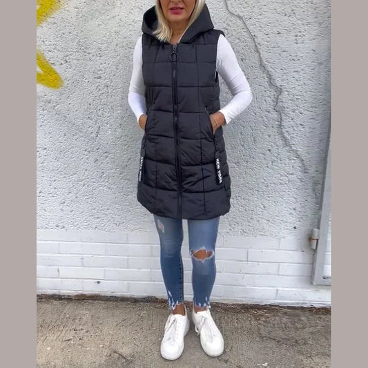 Melina – Sleeveless Padded Coat with Zipper