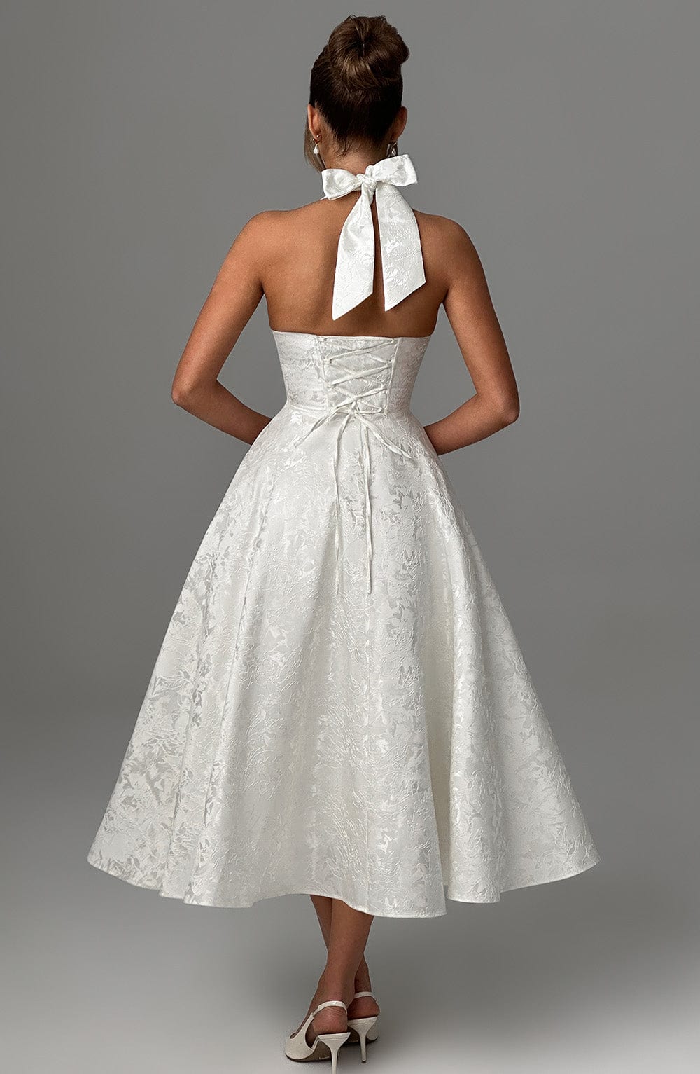 Renata - Jacquard Lace-Up Waist Maxi