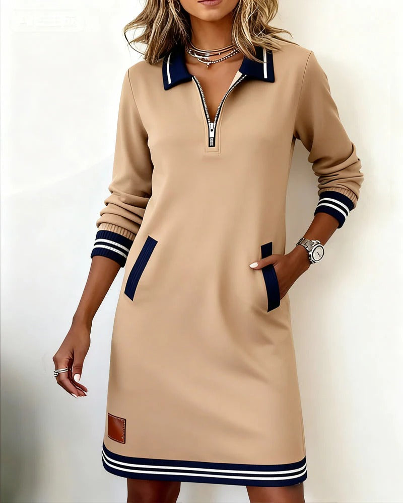 Sylwia | Elegant Long-Sleeve Cotton Dress